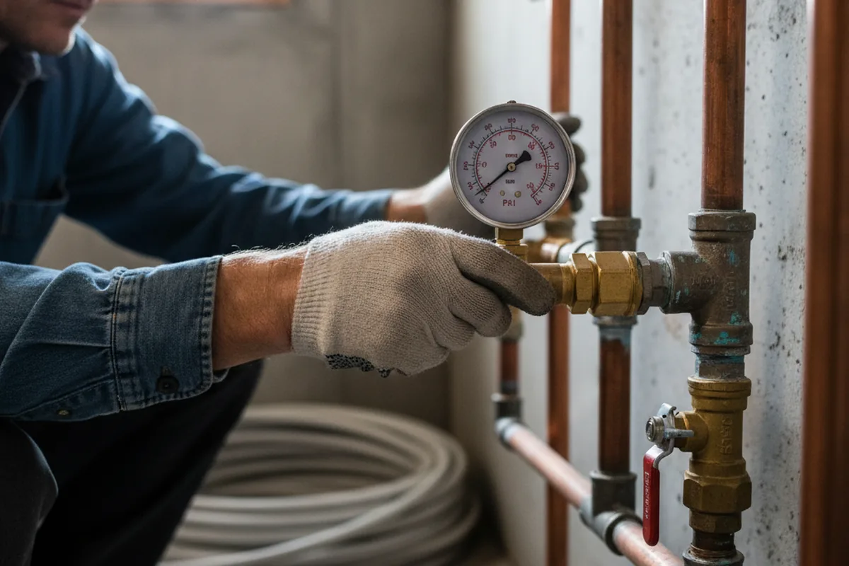 Pressure testing a repaired line during Water Line Repair in Sugar Grove